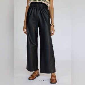Anthropologie Avec Les Filles Faux Leather Wide Leg Pants Black XS